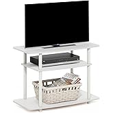 Furinno Turn-N-Tube TV Stand, 3-Tier No Tools Entertainment Center, TV Console for TV up to 32 Inch, for Living Room, Bedroom, White
