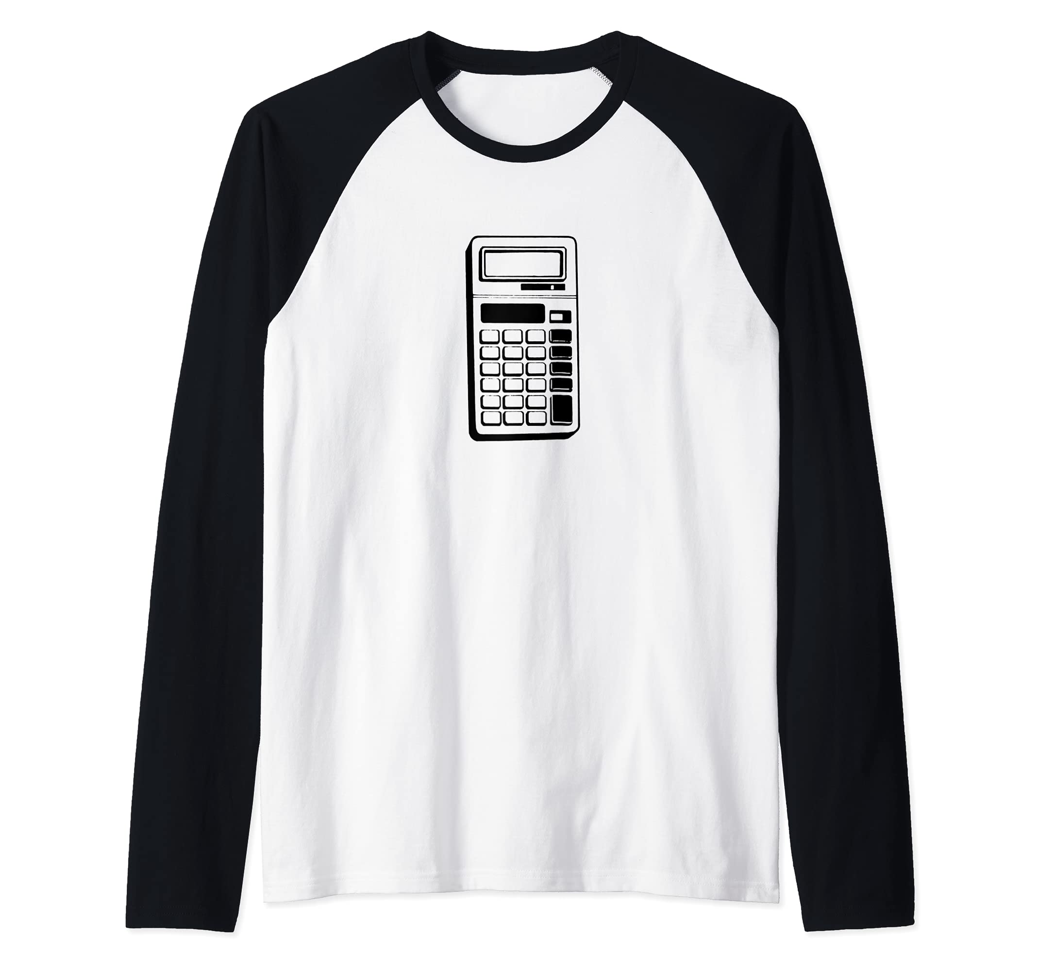 Retro School Calculator Print Raglan Baseball Tee