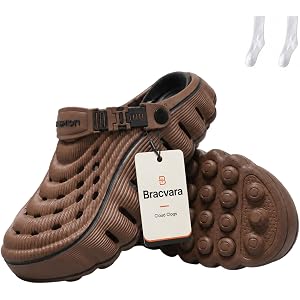 Men’s Cloud Clogs, Breathable EVA Shoes with Thick Cushioned Sole | Convertible Heel Strap, Drainage Ports, Textured Tread, A