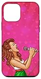iPhone 12 mini Singing young woman with microphone