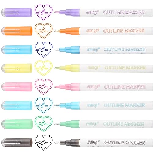 Tomorotec Double Line Markers, Dream Color Self-outline Metallic