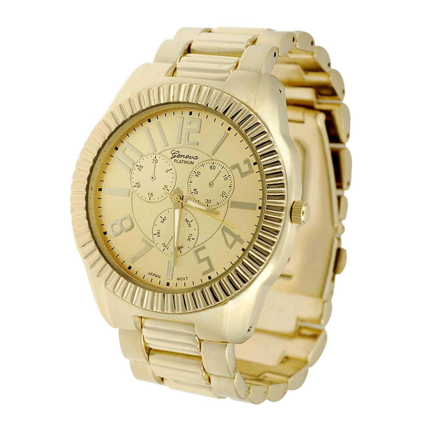 Geneva Platinum 9091 Men's Chronographstyle Link WatchGLD