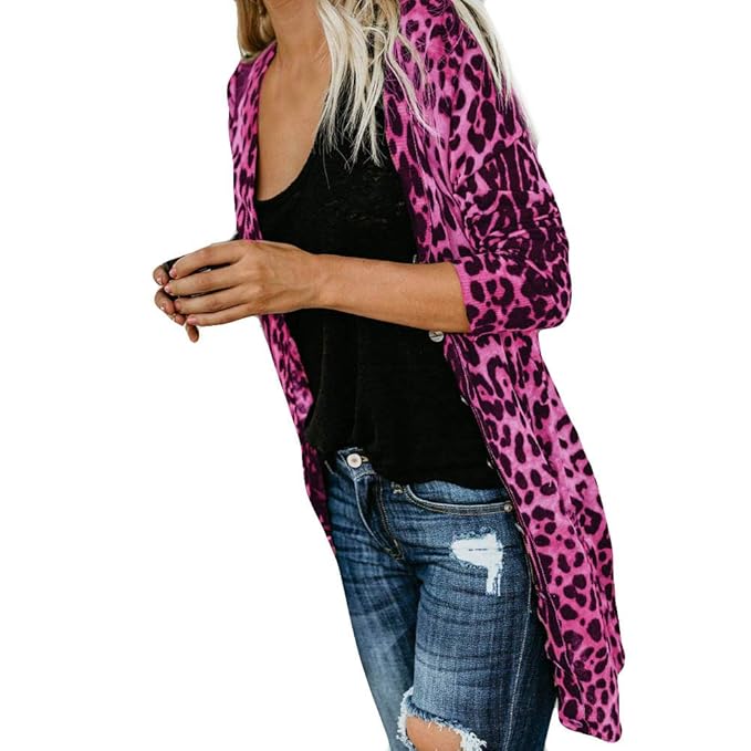 Vectry Strickjacken Damen Mode Frauen Leopard Lange Hülsen Große Größe Cardigan Blusen Kleidung Tops Tuniken Mädchen Oberteil