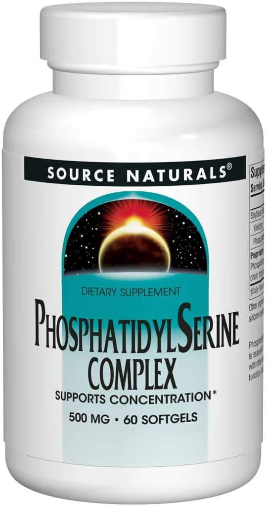 Source Naturals Phosphatidyl Serine Complex Stablilized Enzyme Supplement 500mg - 100% Pure - 60 Softgels