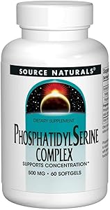 Source Naturals Phosphatidyl Serine Complex Stablilized Enzyme Supplement 500mg - 100% Pure - 60 Softgels