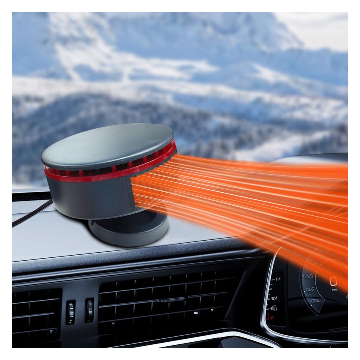 Photo 1 of 12V Portable Car Heater Fan, 360 Degree Rotation Automobile Windscreen Heater Plug in Cigarette Lighter, 2 in 1 Fast Heating & Cooling Windshield Defrost Defogger for Car Truck SUV (Red)