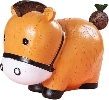 Amazon Com Toyandona Horse Coin Container Animal Saving Pot Horse Sculpture Money Bank Resin Coin Jar Desktop Decoration S Toys Games