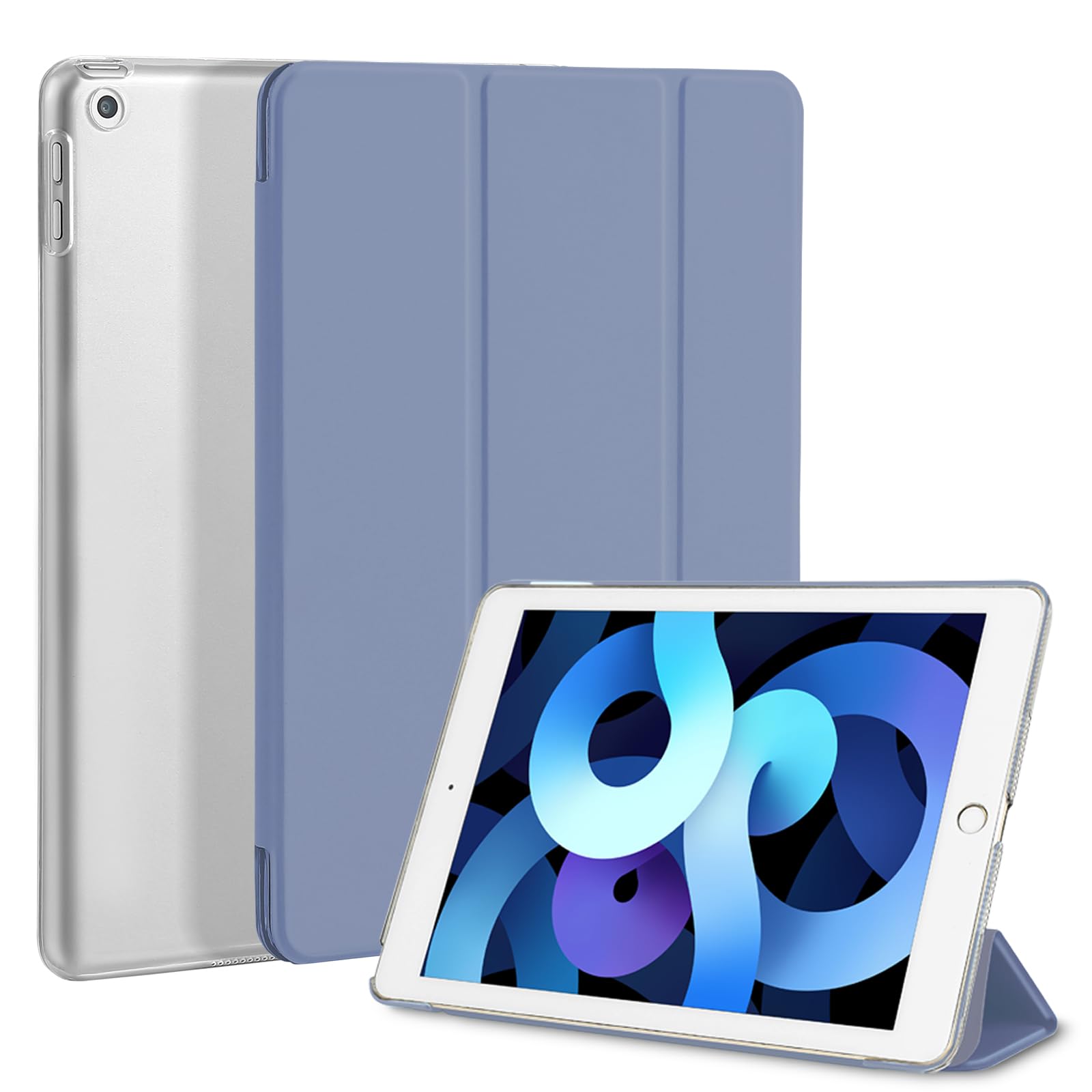 4UBonLife Case for iPad 9.7 inch 6th /5h Generation 2018/2017, Slim Stand Protective Case Hard Back Shell Smart Cover for iPad 5/6 Gen, Auto Wake/Sleep, Lavender Grey
