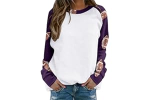womola Game Day Sweatshirt for Women 2024 Fall Fashion Football Graphic Print Shirts Long Sleeve Pullover Sweatshirts
