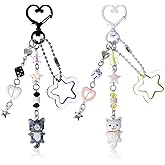 Mabor 2PCS Cat Keychain, Matching Cute Kawaii Keychains, Aesthetic Y2K Keychain for Keys, Bag Charms, Purse Accessories