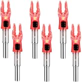 DEEPOWER 6 Pack X Lighted Archery Nocks for Arrows .204 Inside Diameter Lighted Arrow Nocks for 5.2mm Arrows Shafts with ON/Off Switch