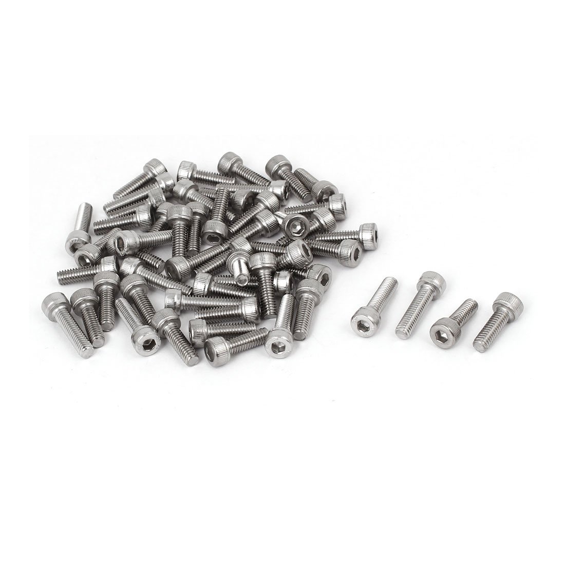 uxcell M4x12mm Thread 304 Stainless Steel Hex Socket Head Cap Screw Bolt DIN912 55pcs