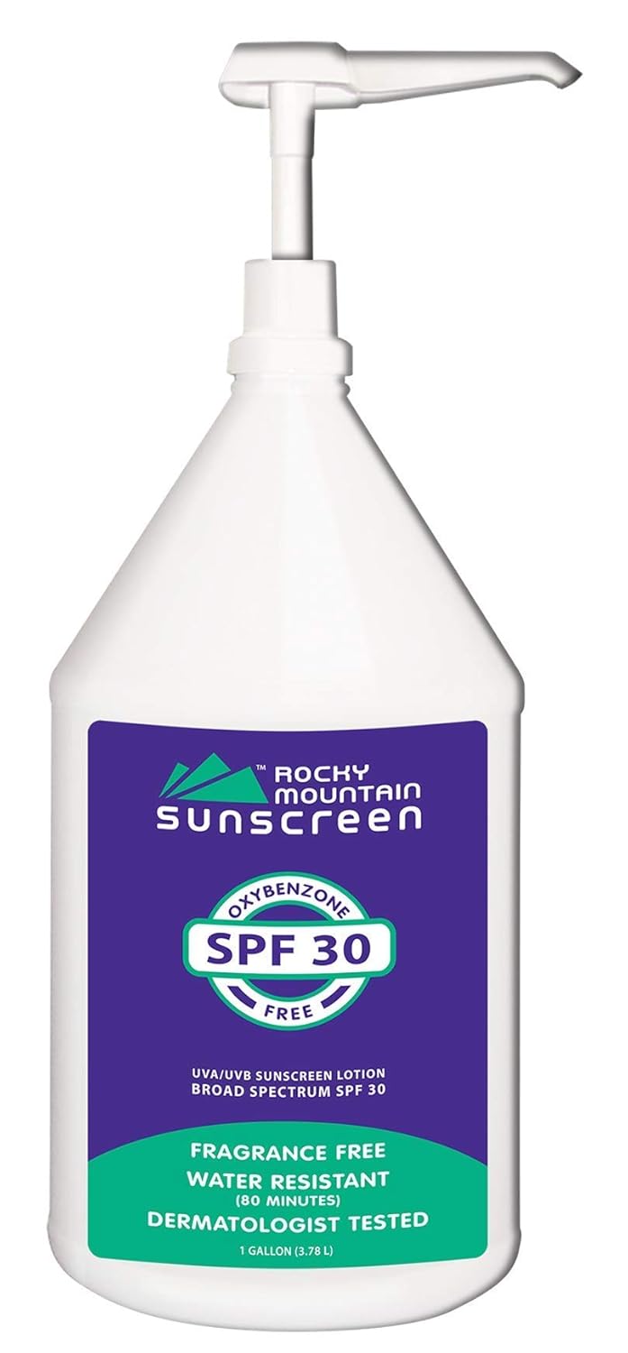 Rocky Mountain Sunscreen SPF 30 Regular Broad Spectrum Sunscreen Gallon Pump, 128 Ounce