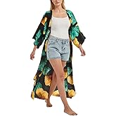 Women's Bohemian Floral Print Kimono Cardigan Summer Swimsuit Beach Cover Up Dresses