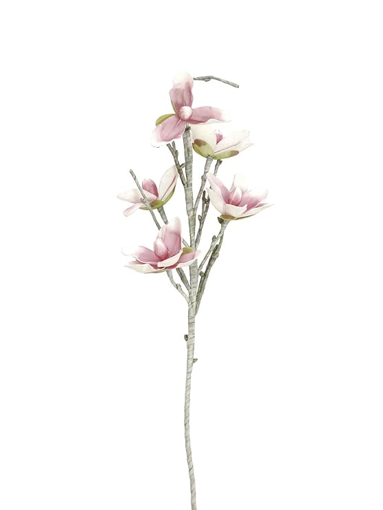 artplants - Künstlicher Magnolienzweig NEYLA mit 5 Blüten, weiß-rosa, 100 cm - wetterfest - Blütenzweig Deko/Blumen Kunstzwei
