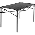 MOUNTAIN SUMMIT GEAR Heavy-Duty Roll-Top Table for Camping - Portable Aluminum-Top Folding Table with Steel Frame by Caddis Sports (Medium)