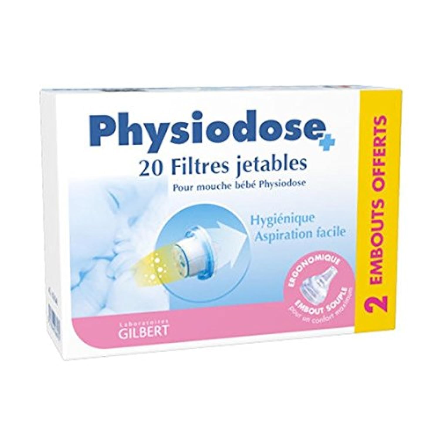 Gilbert Physiodose 20 Disposable Filters for Baby Nose Blower + 2 Tips Offered