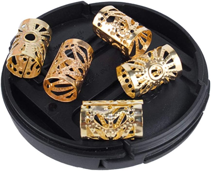 Beaupretty 100pcs Dreadlocks Beads Metal Hair Cuffs Braiding Beads Filigree Tube Hair Accessory Hair Decoration (Silver + Golden) - Image 3