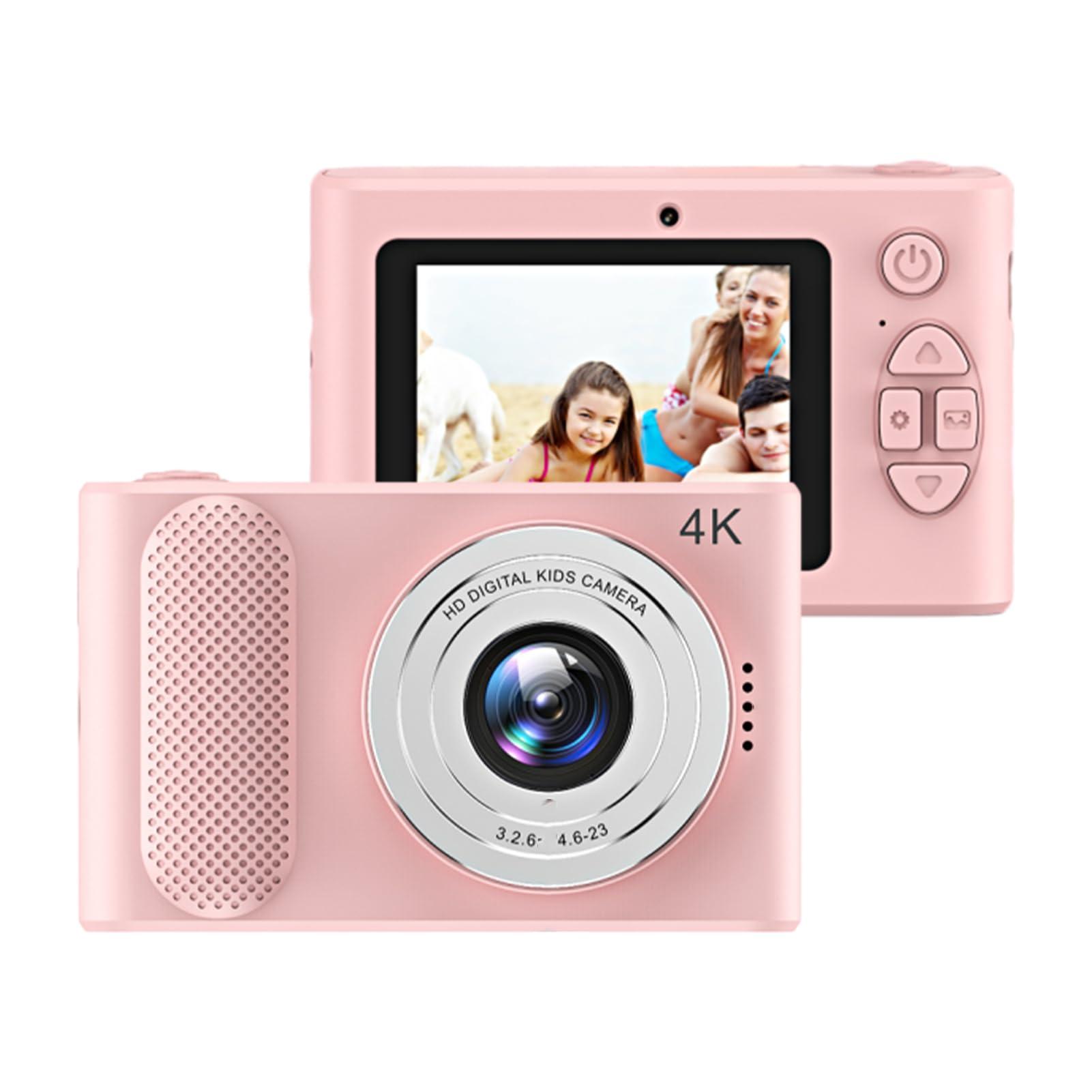 Digital Camera, 4K 48MP Kids Digital Camera with 8X Digital Zoom, 2.4 inch TFT Screen, Digital Point and Shoot Camera Travel (Pink)