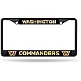 Rico Industries NFL Football Primary Black Chrome Frame with Plastic Inserts 12" x 6" Car/Truck Auto Accessory