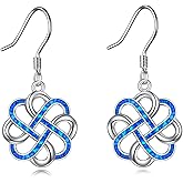 Hancock Celtic Knot Earrings Sterling Silver Opal Celtic Knot Dangle Drop Earrings Jewelry Gifts for Women