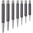 Starrett Steel Center Punch with Square Shank Set and Knurled Finger Grip - Hardened and Tempered, 7-Piece Kit for Accurate Marking and Easy Handling - S264WB