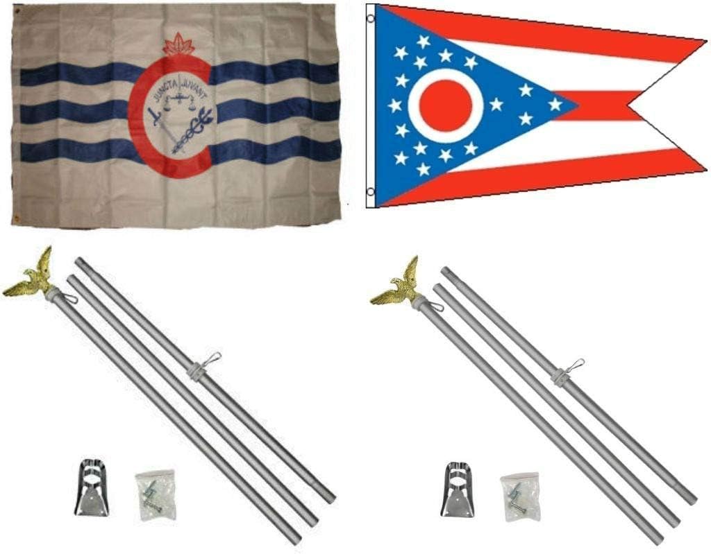 Amazon Com Albatros 3 Ft X 5 Ft City Of Cincinnati With State Of Ohio Flag With 2 Aluminum With Pole Kit Sets For Home And Parades Official Party All Weather Indoors