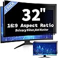 DEJIMAX 32 Inch Curved Computer Privacy Screen Filter for 16:9 Widescreen Computer Monitor Computer Screen Protector Computer Screen Privacy Shield Anti Glare and Blue Light (2-Pack)