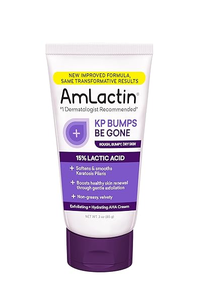AMLACTIN KP BUMPS BE GONE – 3 OZ KERATOSIS PILARIS MOISTURIZING CREAM WITH 15% LACTIC ACID – EXFOLIATOR AND MOISTURIZER FOR DRY, ROUGH AND BUMPY SKIN (PACKAGING MAY VARY)