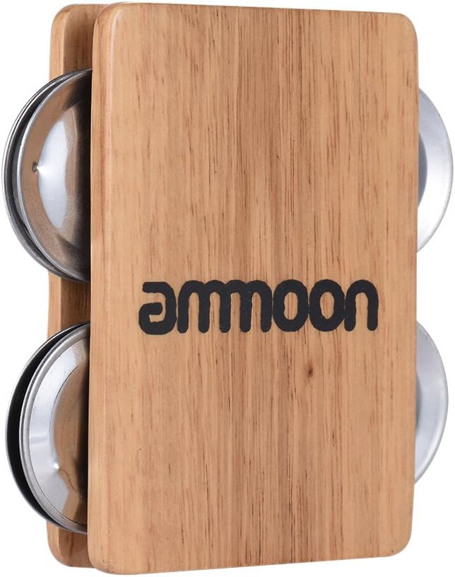 ammoon Cajon Box Drum Companion Accessory 4-bell Jingle Castanet for Hand Percussion Instruments