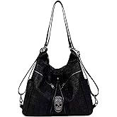 Downupdown Skull Handbags Women Tote Bags Skull Print Leather Shoulder Crossbody Bag Studded Satchel Purse Gothic Backpack