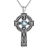 NA AA Celtic Cross Necklace 925 Sterling Silver Malachite Moonstone Wooden Jewelry Cross Pendant Gifts for Women Men.