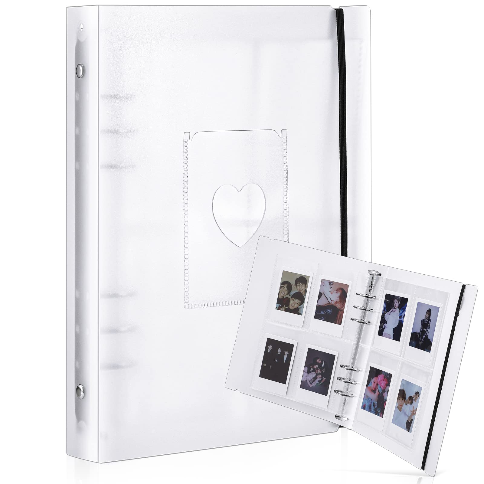Photo 1 of Spakon Mini Photo Album with 20 Pcs Inner 6 Ring Photocard Binder A5 Kpop Picturecard Holder Book Card Holders Clear Album Folder for Business Card (4 Picture Style)