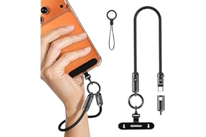 MoKo 2-in-1 Phone Wrist Lanyard USB C Cable, PD240W USB-C to USB-C Type-C Fast Charging Cable, Anti Theft Phone Strap with Me