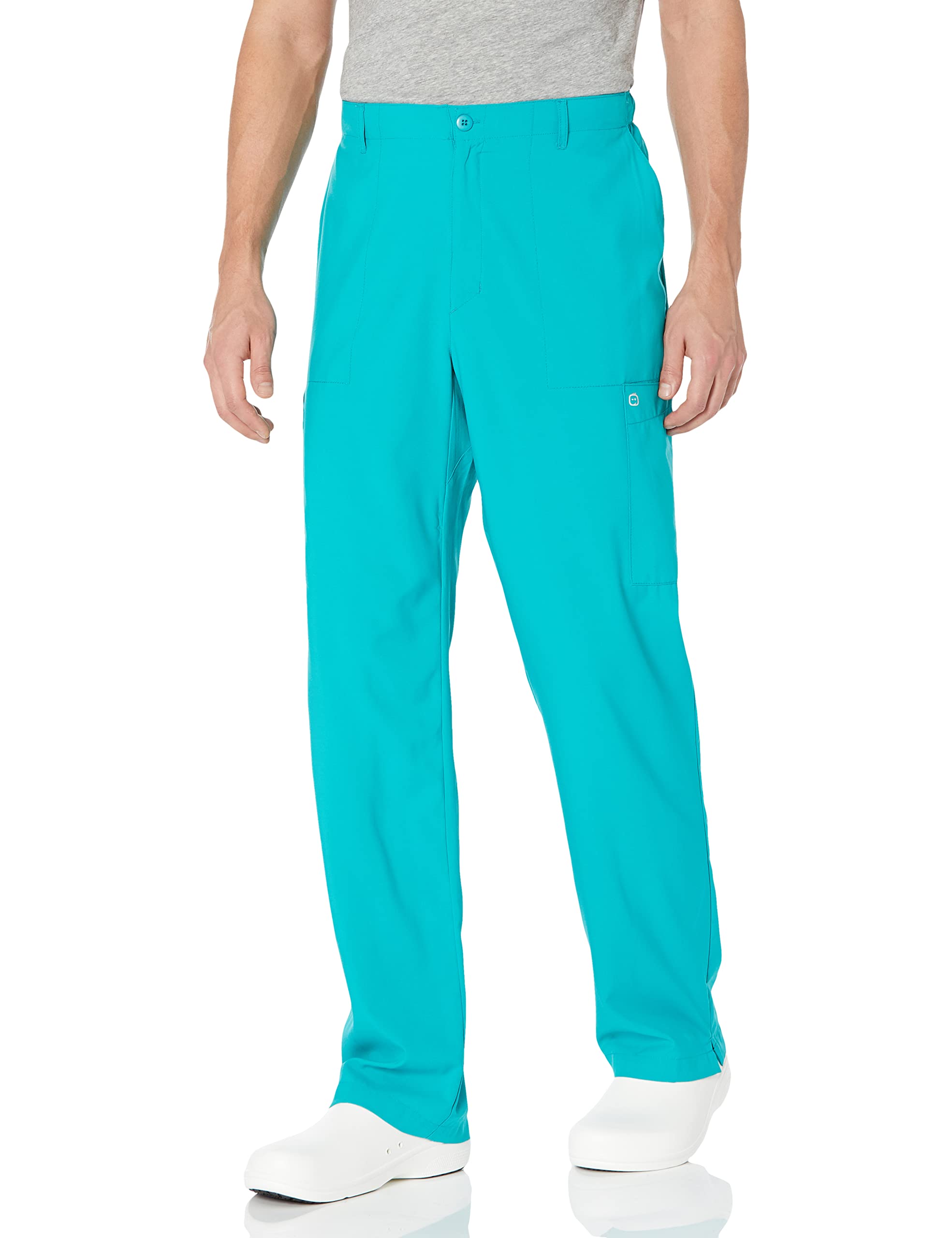 WonderWink W123 Men’s Flat-Front Cargo Pant — Teal Blue, 2X Image
