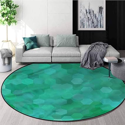 Rugsmat Alfombra Redonda Pequena De Color Verde Jade Diseno De Flores Alfombra Redonda Para Decoracion De Habitacion De Bebe Poliester Y Mezcla De Poliester Style 02 Diameter 35 Amazon Es Hogar
