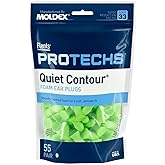 Flents Foam Ear Plugs, 55 Pair for Sleeping, Snoring, Loud Noise, Traveling, Concerts, Construction, & Studying, Contour to E