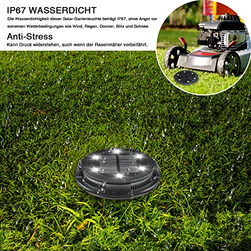 Gartenbeleuchtung Solar 4 Stück LED Solar Bodenleuchte IP65 Wasserdichte Solarleuchten Garten mit 10 LED-Birnen Kaltweiß… – Bild 4
