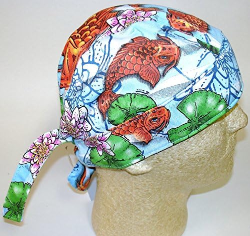 Super Deluxe Large Thick Biker Doo Rag Headwrap Koi Fish Tattoo Durag & Sweatband