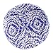 BLOOM Zafu Meditation Pillow Cushion, Round Yoga Bolster - Adjustable Buckwheat Hull Fill, Premium Cotton, Removable Washable Case, Carry Handle, Zipper (Shibori Blue)
