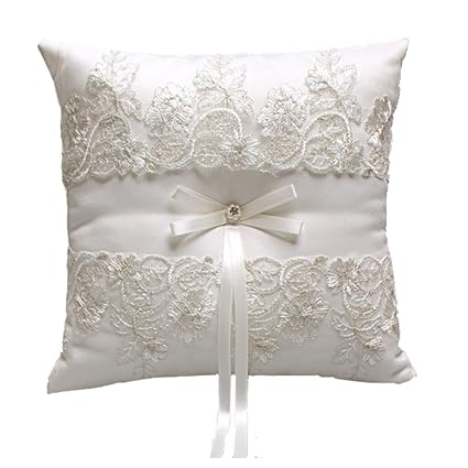 Wedding Ring Pillow With Satin Bow 21 Cm 21 Cm Amazon Co Uk