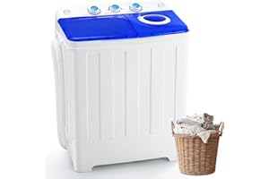Dawmilon Portable Washing Machine Twin Tub - 28lbs Compact Washer (18lbs) and Spinner Dryer (10lbs) Combo with Drain Pump - Semi Automatic Washing Machine for Apartments, Dorms, RVs, Camping - Blue