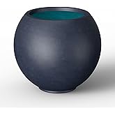 Kante Round Concrete Flower Pot, 19.3 Inch Dia (14" Opening) Sphere Shape Design Planter with Drainage Hole and Rubber Plug for Indoor & Outdoor Plants, Charcoal Finish with Painted Interior