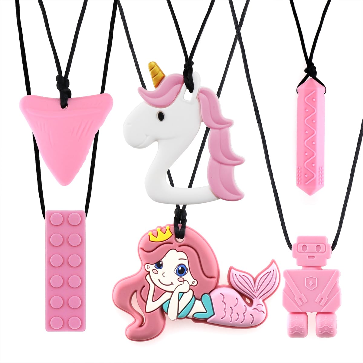 Tuxepoc Sensory Chew Necklace - Pink, Silicone, Perfect for Autism & ADHD, Chew Toy for Biting Needs