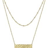 MEVECCO Layered Heart Necklace Pendant Handmade 18k Gold Plated Dainty Gold Choker Arrow Bar Layering Long Necklace for Women