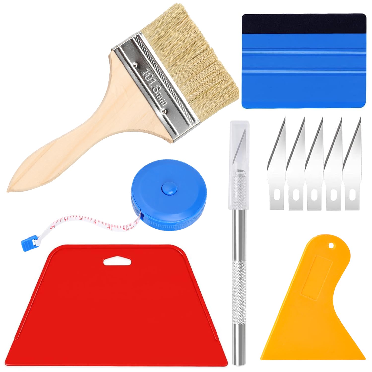 Wallpaper Tools Kit Vinyl Wrap Tools Wallpaper Cutter Professional Wallpapering Smoother Tool with Trimming Tool Felt Squeegee for Wallpaper Car Window Film Wrapping Contact Paper