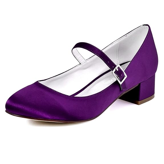 Elegantpark Damen Geschlossene Zehen Mary Jane Block Absatz Pumps Hochzeit Brautschuhe