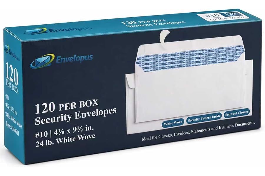 Envelopes Letter Size, 120 Count Business Envelopes #10, Self-Seal Security | #10 Self-Seal Security Business Envelopes Fit L