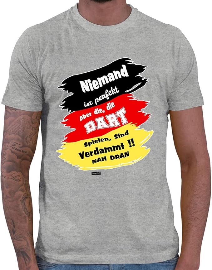 HARIZ Herren TShirt Niemand ist Perfekt Dartspieler Dart Sprüche