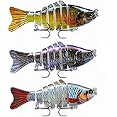 OriGlam 3pcs Multi Jointed Swimbait Fishing Lures, Lifelike Bass Fishing Lure for Bass, Trout, Walleye, Pike, Muskie, Roach
